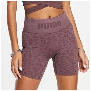 PUMA Women's Mauve Leopard Bike Shorts Size Small